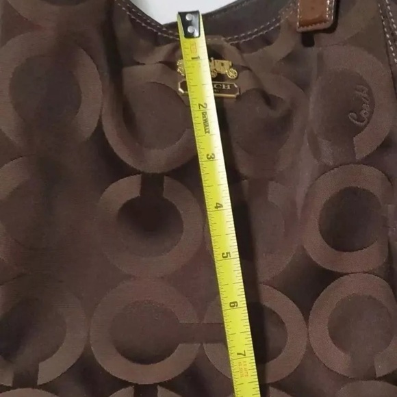 Coach Madison Maggie Bag Dark brown Gold Purple lining Signature C Pockets Hobo - Picture 10 of 15